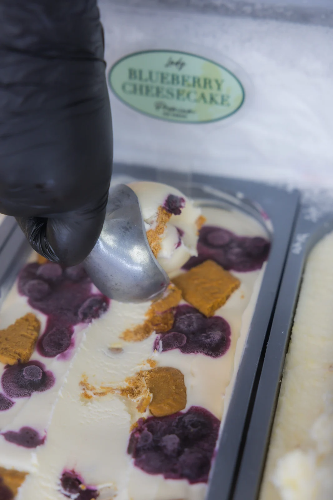 Lady Coco ice cream tray decorated with berries and biscuits